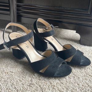 Black block heel shoes